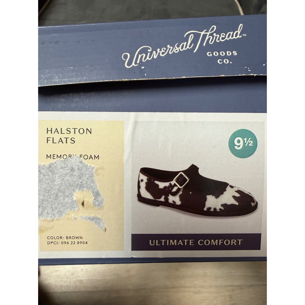 Universal Thread Halston Cow Print Mary Jane Flats Brown White 9.5 Memory Foam - Picture 3 of 5